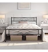 Yaheetech Lit Simple Cadre de lit en Métal Assemblage Simple pour Petits Espaces Adultes 140x200c...