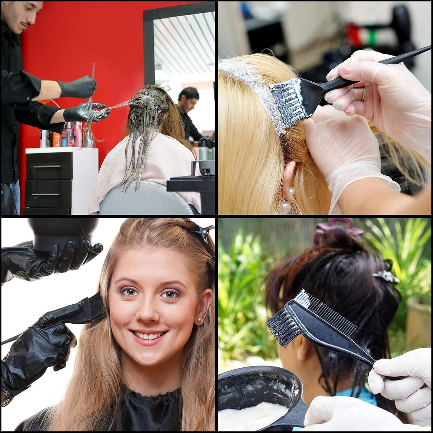 Ensemble coloration cheveux - 9 pièces - bol, pinceaux, gants, pinces