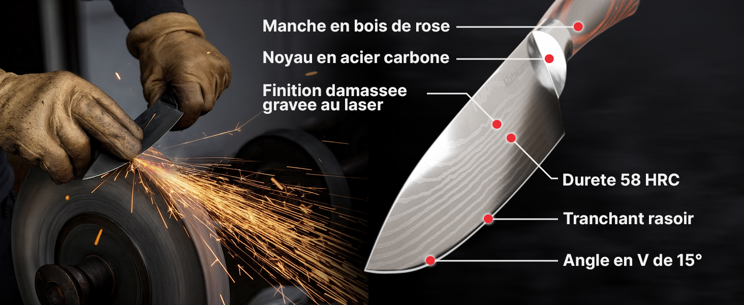 Le texte indique « Meulage en bout de mez », « Angle en V de 35° », « Grains 50 HRC ». Schéma technique montrant les angles d'affûtage et les spécifications pour l'affûtage des outils métalliques.