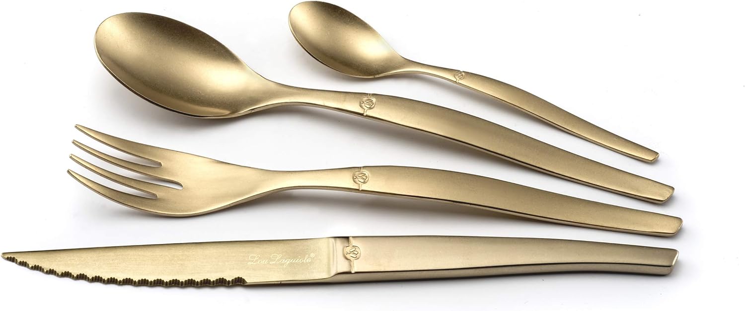 Lou Laguiole - Jet - ménagère 16 pièces inox 18/0 PVD mat champagne