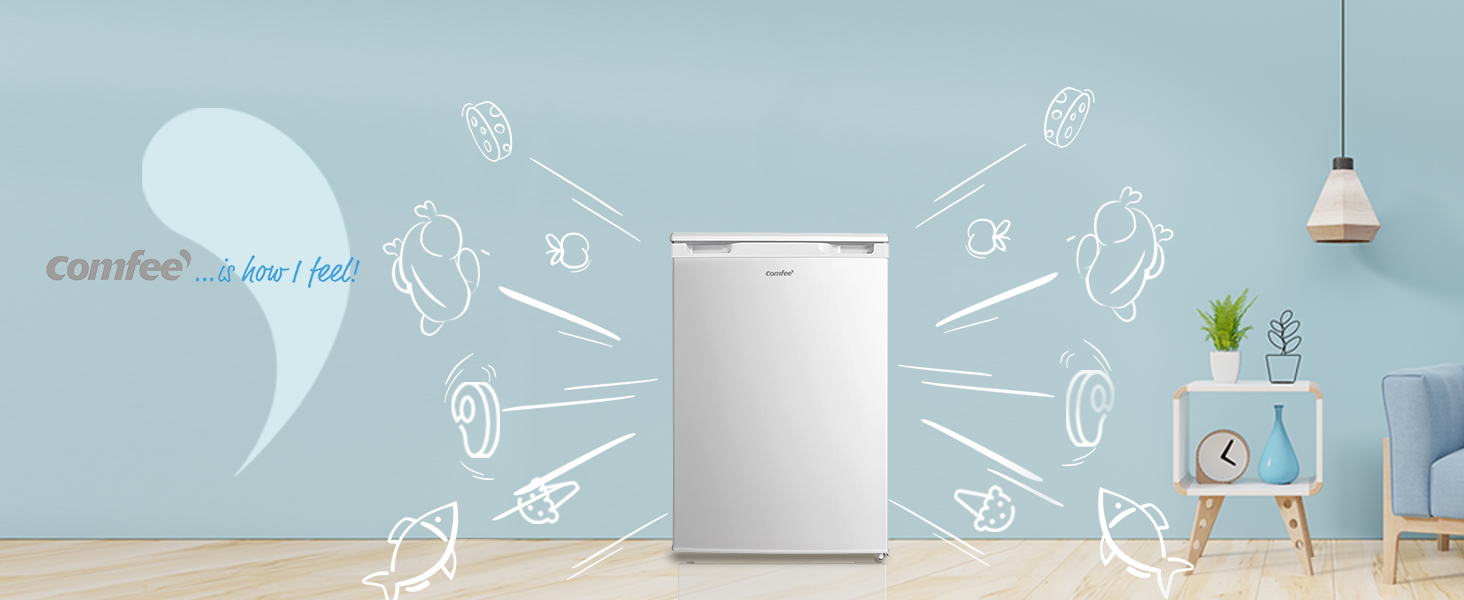 Graphismes de style illustration technique montrant des meubles et des accessoires pour la maison avec des lignes de mesure et des éléments descriptifs en bleu clair et blanc.