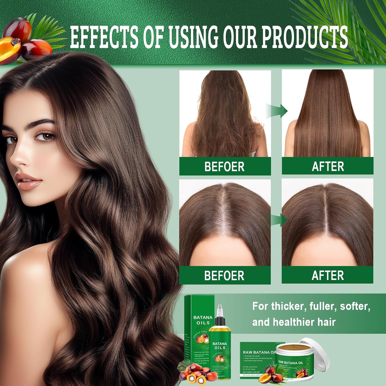 Crème Capillaire - soin à l'huile de Batana - croissance et nutrition cheveux