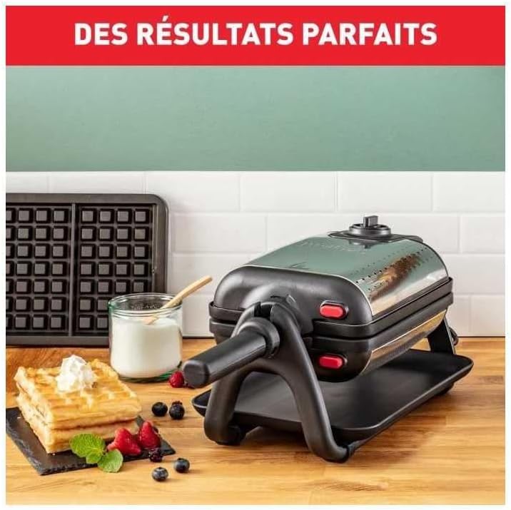 Tefal - King Size Gaufrier, 1200W, poignée rotative, nettoyage facile, WM756D12