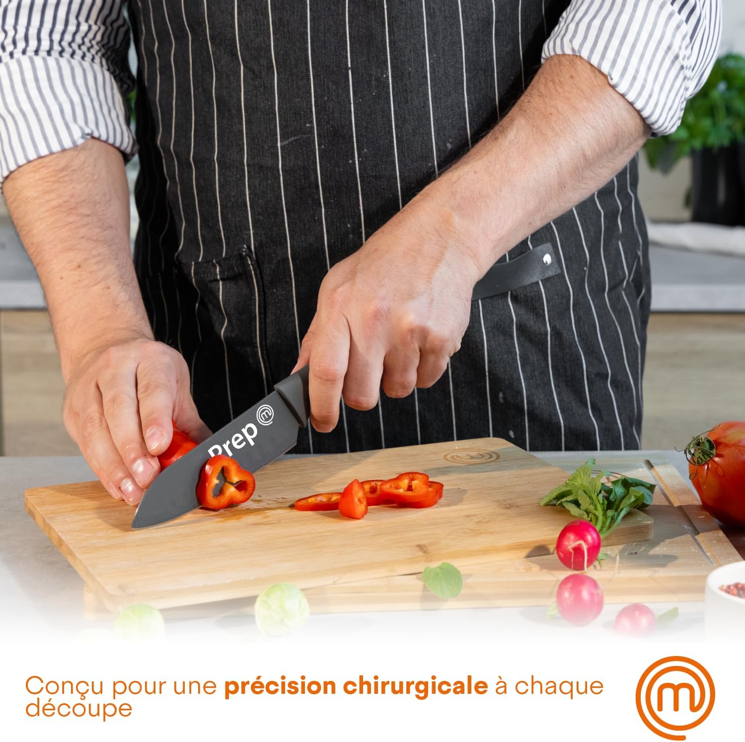 MasterChef - Nordic Collection - 3 pièces - couteaux inox cuisine, lames antiadhésives, poignées ergonomiques