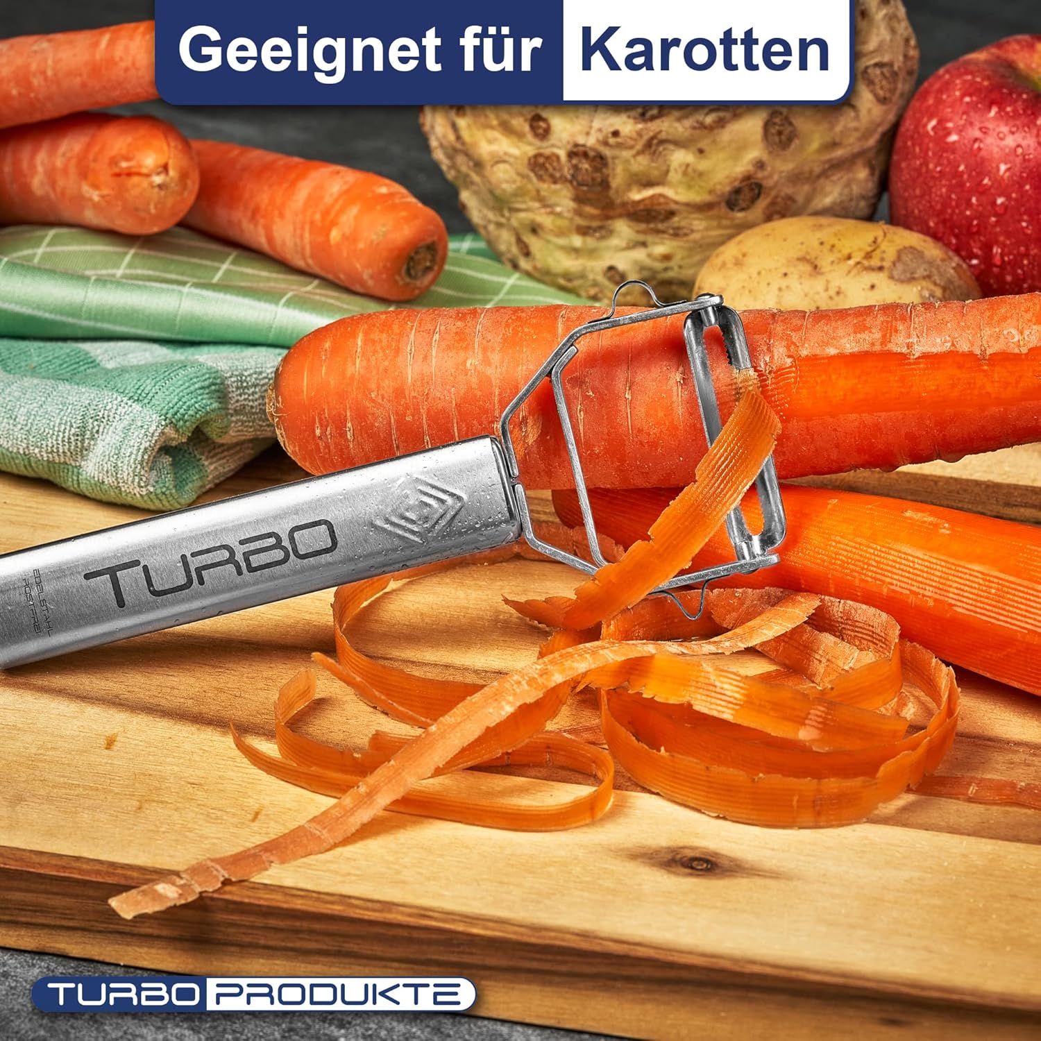 TURBO PRODUKTE - éplucheur 3 en 1 inox rosé - lame pendulaire ambidextre