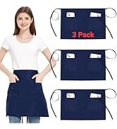 FunChaos 3 Pièces Tablier de Taille avec 3 Poches et Sangle Réglable, Imperméable Tabliers de Cui...