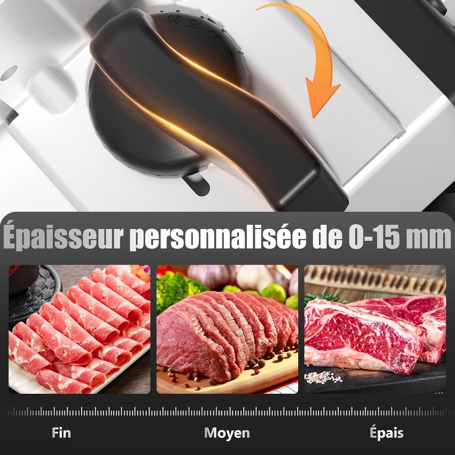 YASHE - Trancheuse électrique, 200W, lames inox 19cm, épaisseur réglable