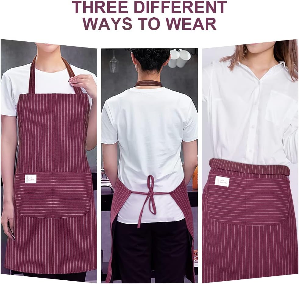 Vicloon - tabliers cuisine réglables, étanches - 2 pièces, 2 poches, unisexes, vin rouge+gris