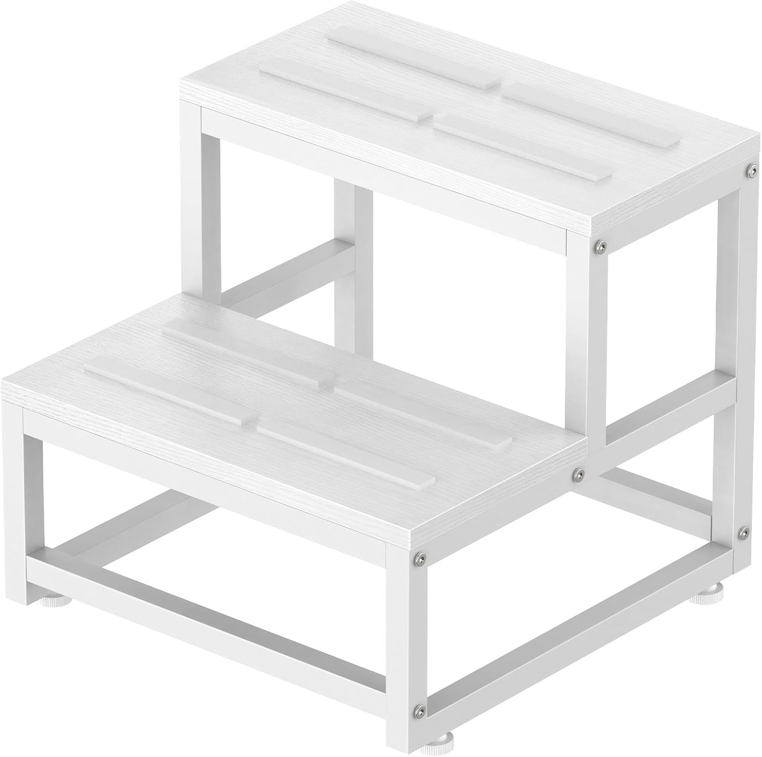 LIANTRAL - tabouret 2 niveaux - acier et bois - charge 200kg, blanc