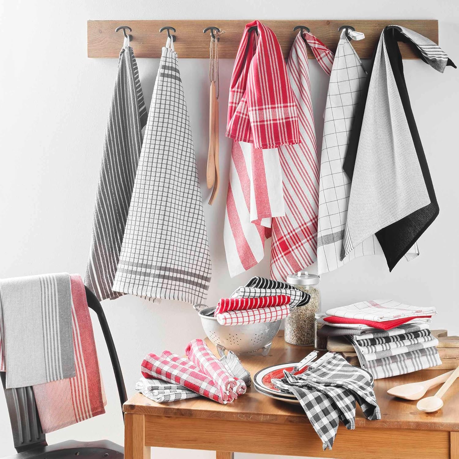 Douceur d'Intérieur - Vibrato Anthracite - 50x70 cm - torchons coton nid d’abeille