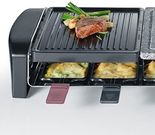 SEVERIN - Raclette 8 pers, pierre naturelle, fonte, 1400W, noir, RG9645
