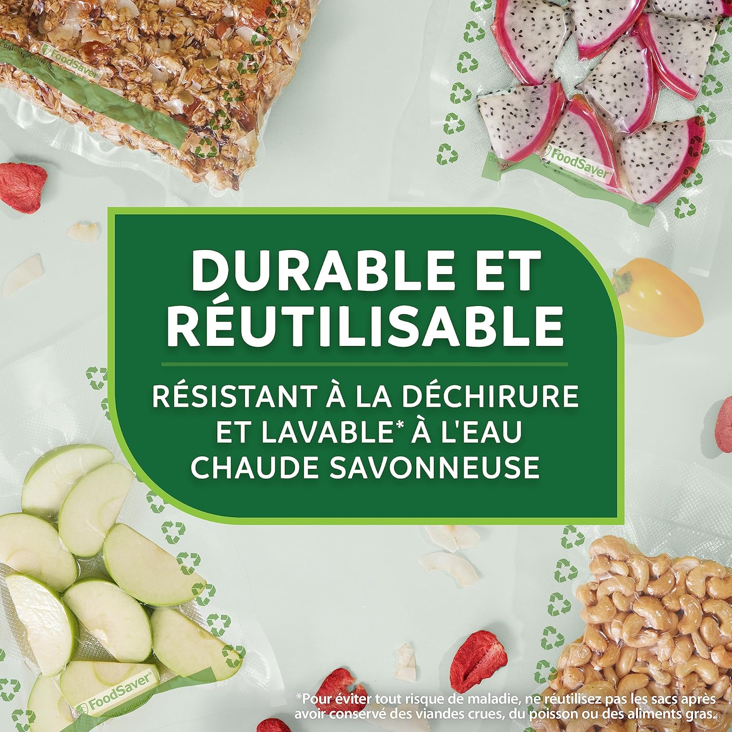 FoodSaver - rouleaux d’emballage - 28cm x 3m - sacs recyclables, réutilisables, sans BPA