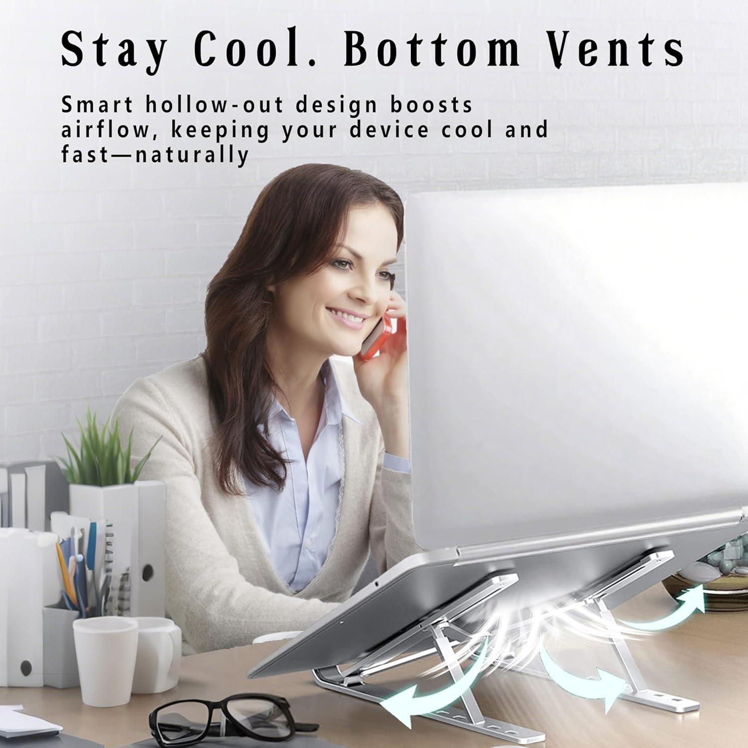 AiTodos - Support PC portable - aluminium léger, 6 réglages, ventilation, pliable - AiTodos®