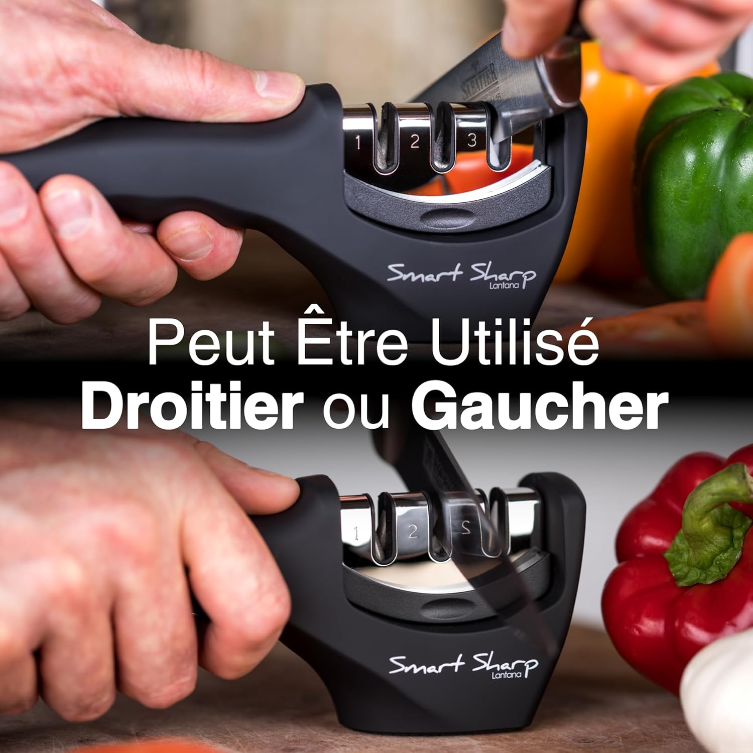 Lantana - Smart Sharp 3 phases - aiguisage diamant/céramique/tungstène - finition noire/chromée