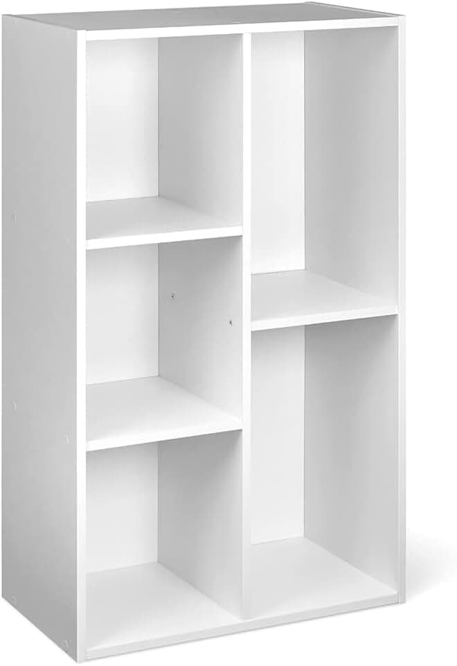 maaxi-dealz Basics - bibliothèque 5 compartiments - 50x24x80cm - blanc, rangement polyvalent