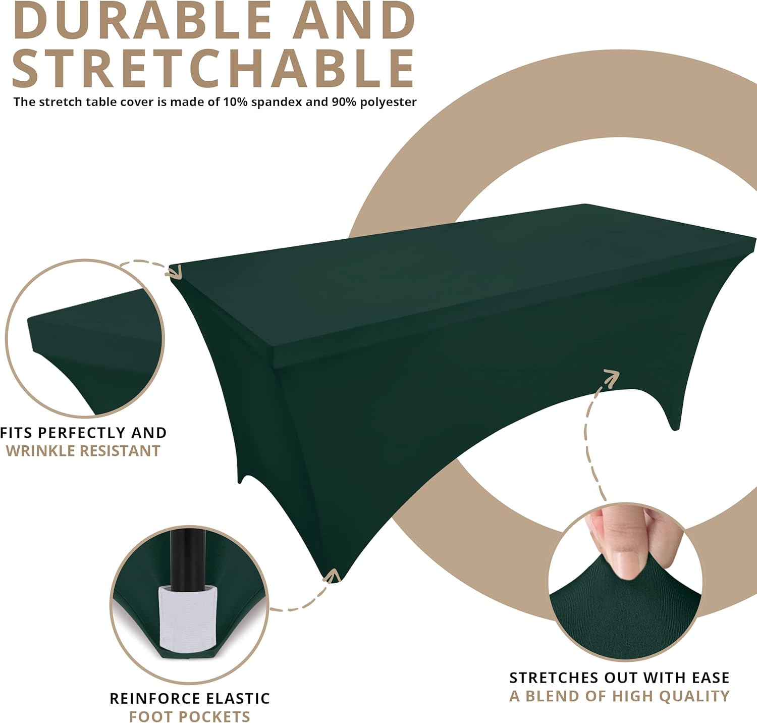 Utopia Kitchen - nappe extensible - 122 cm - polyester spandex lavable, lot de 2, vert chasseur