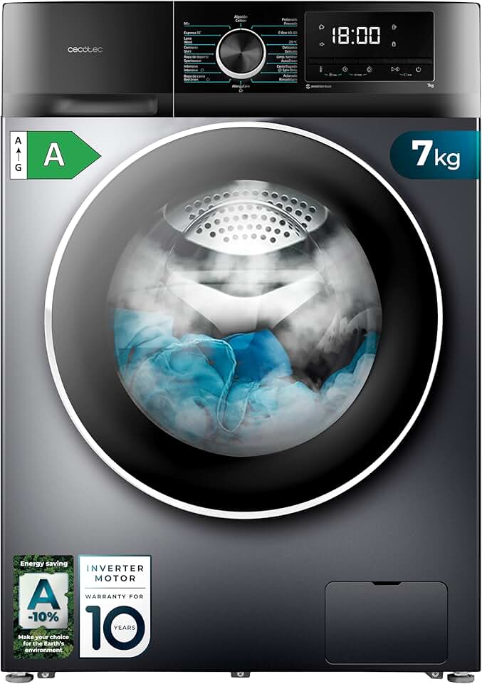Cecotec - Bolero Dresscode 7500 Inverter - 7 kg - frontal, Classe A, 1400 tr/min, 16 programmes