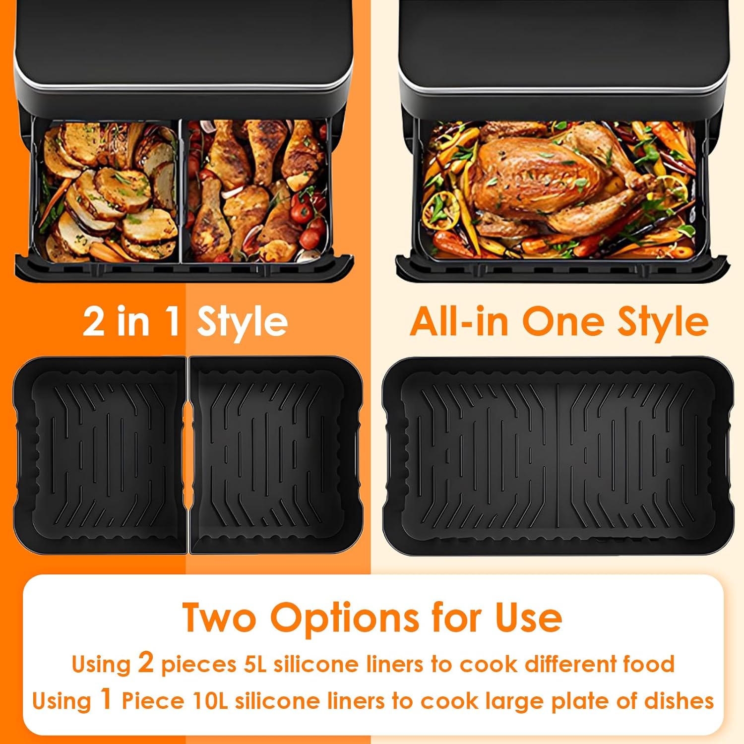 Accessoires Air Fryer - silicone réutilisable, 1x10L + 2x5L, compatible Cosori 10L