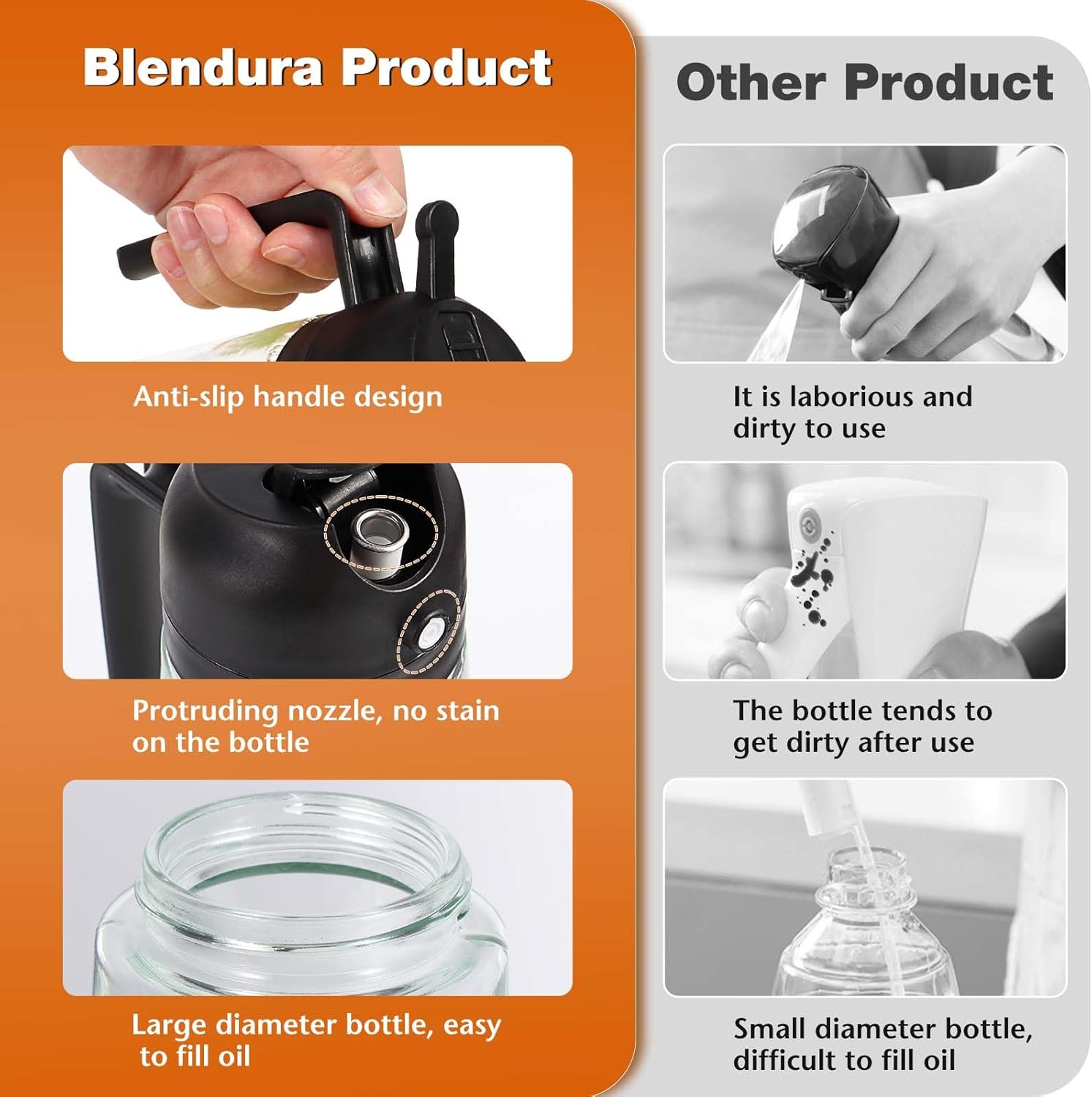 Vaporisateur d'huile cuisine - 470ml - 2 en 1, verre, grillades, friture