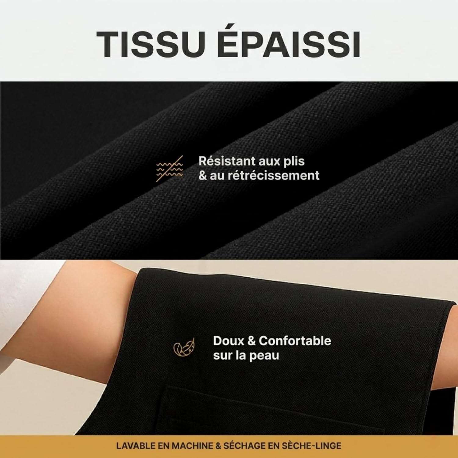 Tablier de cuisine - unisexe ajustable, imperméable, poches, anti-taches, idéal BBQ, 70x80cm