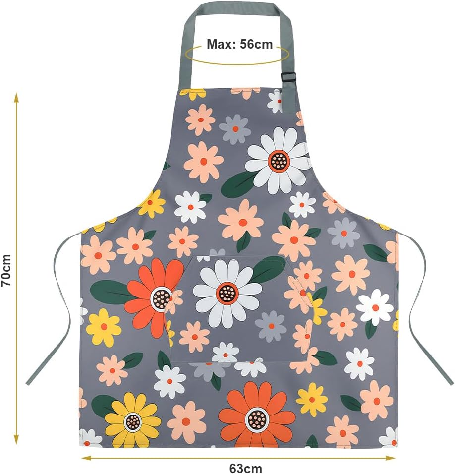 Vicloon - tabliers floraux, réglables, imperméables, 3 pièces, poches