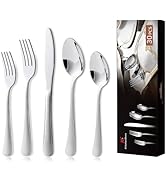 KitchenBoss Ménagères Set Couverts de Table: 6 Personnes Ensemble Vaisselle de Table, Ménagères e...