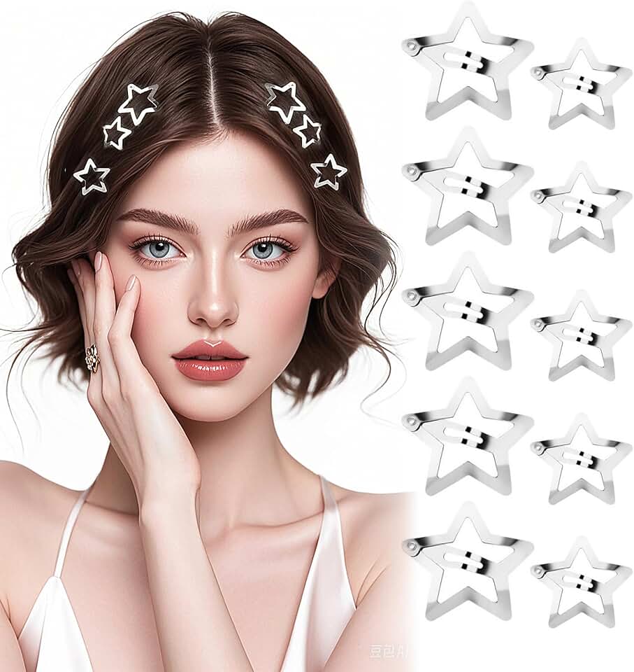 Pinces à cheveux - lot de 20, étoile argentée, style Y2K, accessoires fille