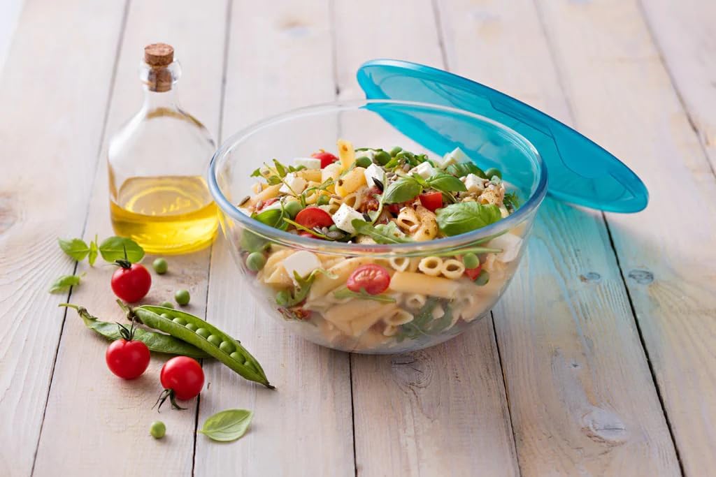 Pyrex - bol série borosilicate 2L - verre résistant, couvercle, lot de 2