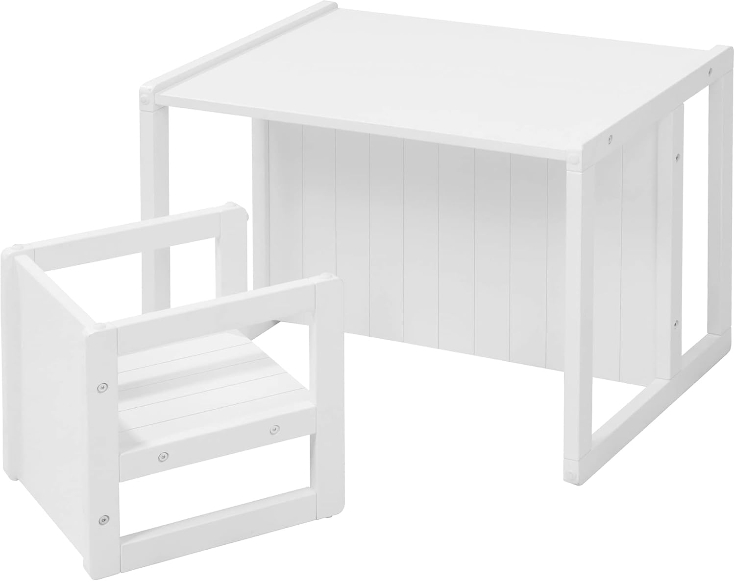 roba - Ensemble Table et Chaise enfant, 3 hauteurs, blanc, style campagne