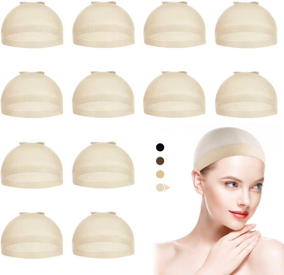 Dreamlover - Bonnets de Perruque - Lot de 12 - Filets fins couleur nude