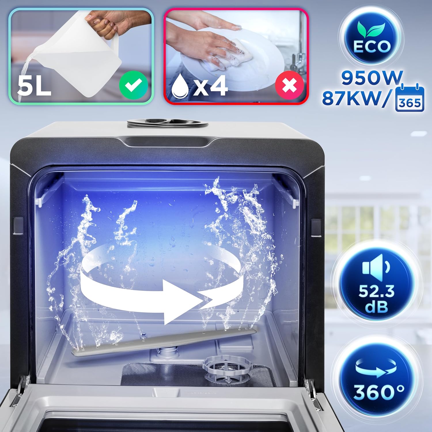 Duronic - DW5 BK - lave-vaisselle compact 950W 7 programmes séchage