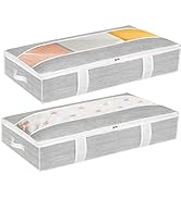 Lot de 2 boîtes de rangement pour dessous de lit - En tissu non tissé - Pliable - Avec