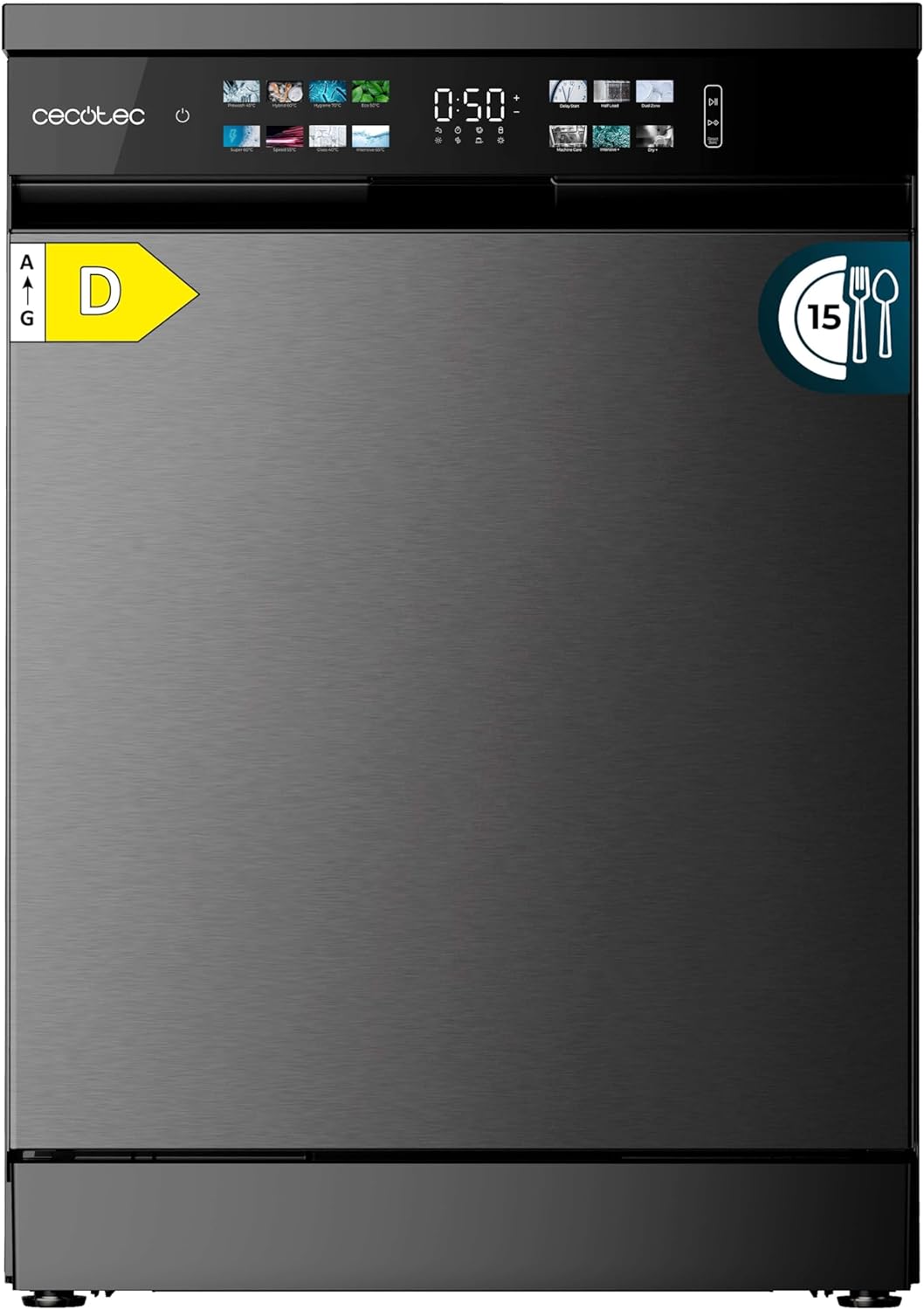 Cecotec - Bolero Aguazero (série 6210) - 60cm - 15 couverts, écran XXL, Dual Zone, Aquastop, AutoClean, 6210