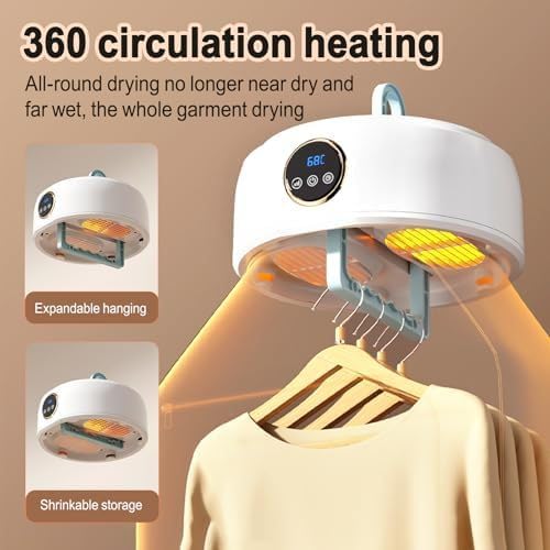 Séchoir chauffant d'intérieur - 600W, minuterie, séchage rapide, vitesses réglables