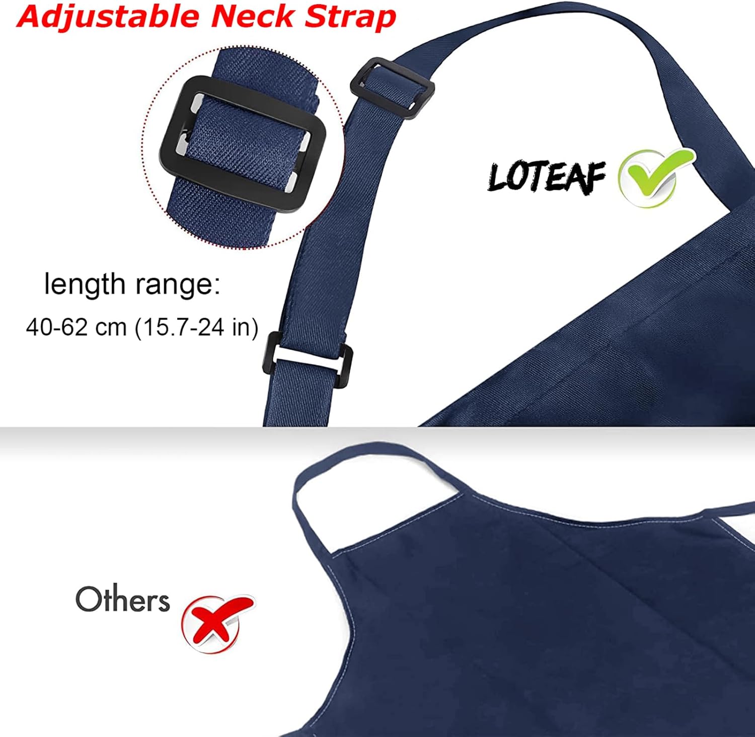 atopo - tabliers cuisine 4 pcs - réglables, 2 poches, étanches