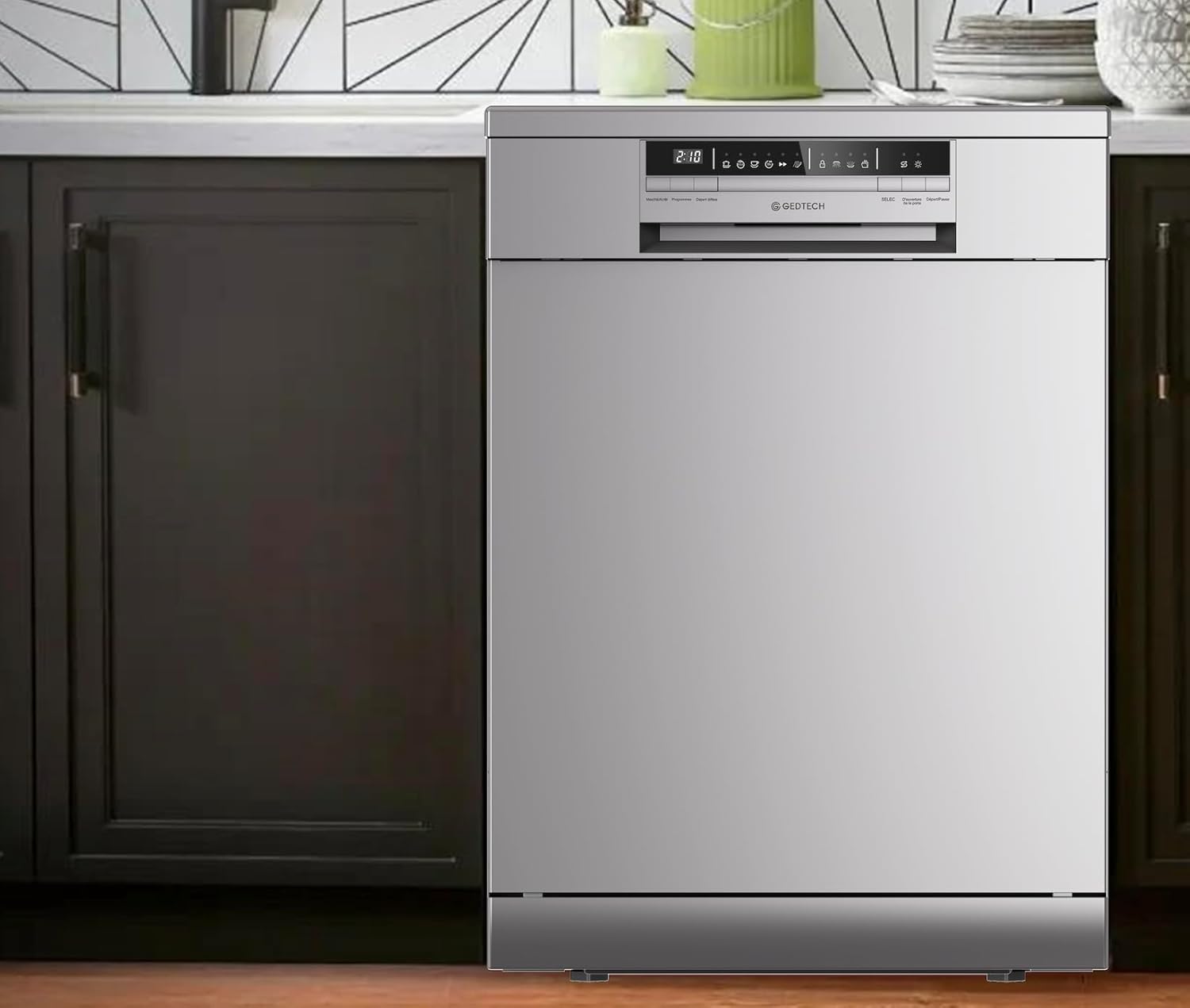 GEDTECH - Lave-vaisselle 15cv, 44 dB, éco, départ différé, silver, GLV1544SL