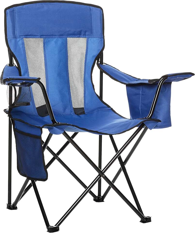 maaxi-dealz Basics - chaise de camping pliante - dossier haut, poche isotherme