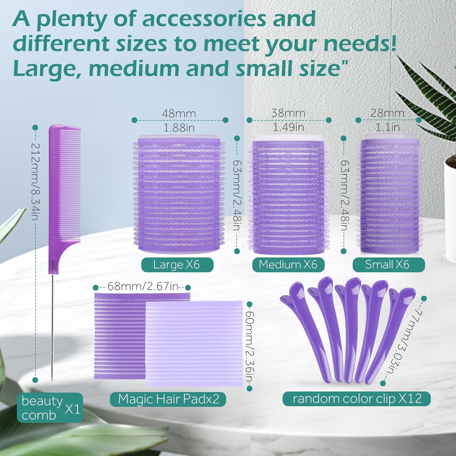 GeeRic - Bigoudis auto-agrippants 33pcs - sans chaleur, accessoires inclus