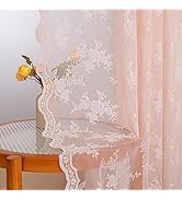 MYSKY HOME Rideau en Dentelle Fleurs Brodées Rideaux en Dentelle Rideaux avec Galon Fronceur Transparent...