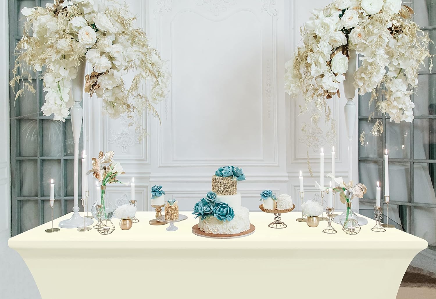 Utopia Kitchen - nappe extensible 8 pieds 244 cm - polyester/spandex lavable infroissable, lot de 2