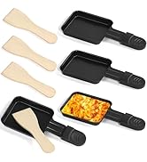 HengBO Poelon Raclette Revêtement Antiadhésif 4pcs Mini Raclette Set avec 4 Spatule Raclette Bois...