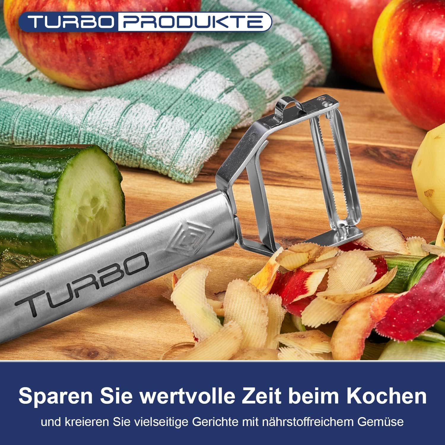 TURBO PRODUKTE - éplucheur 3 en 1 inox rosé - lame pendulaire ambidextre