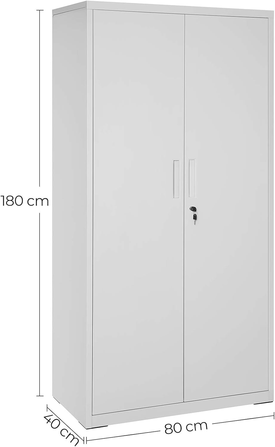 SONGMICS - meuble de rangement bureau acier 40x80x180cm, 5 niveaux, portes doubles, serrure, OMC015G01