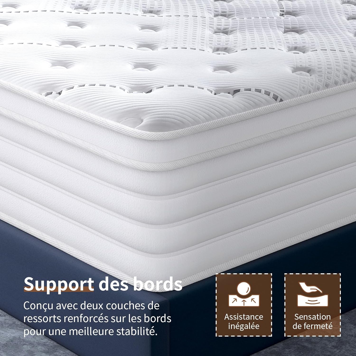 Matelas - 160x200 cm - 7 zones, hauteur 28 cm, ressorts ensachés, fermeté moyenne