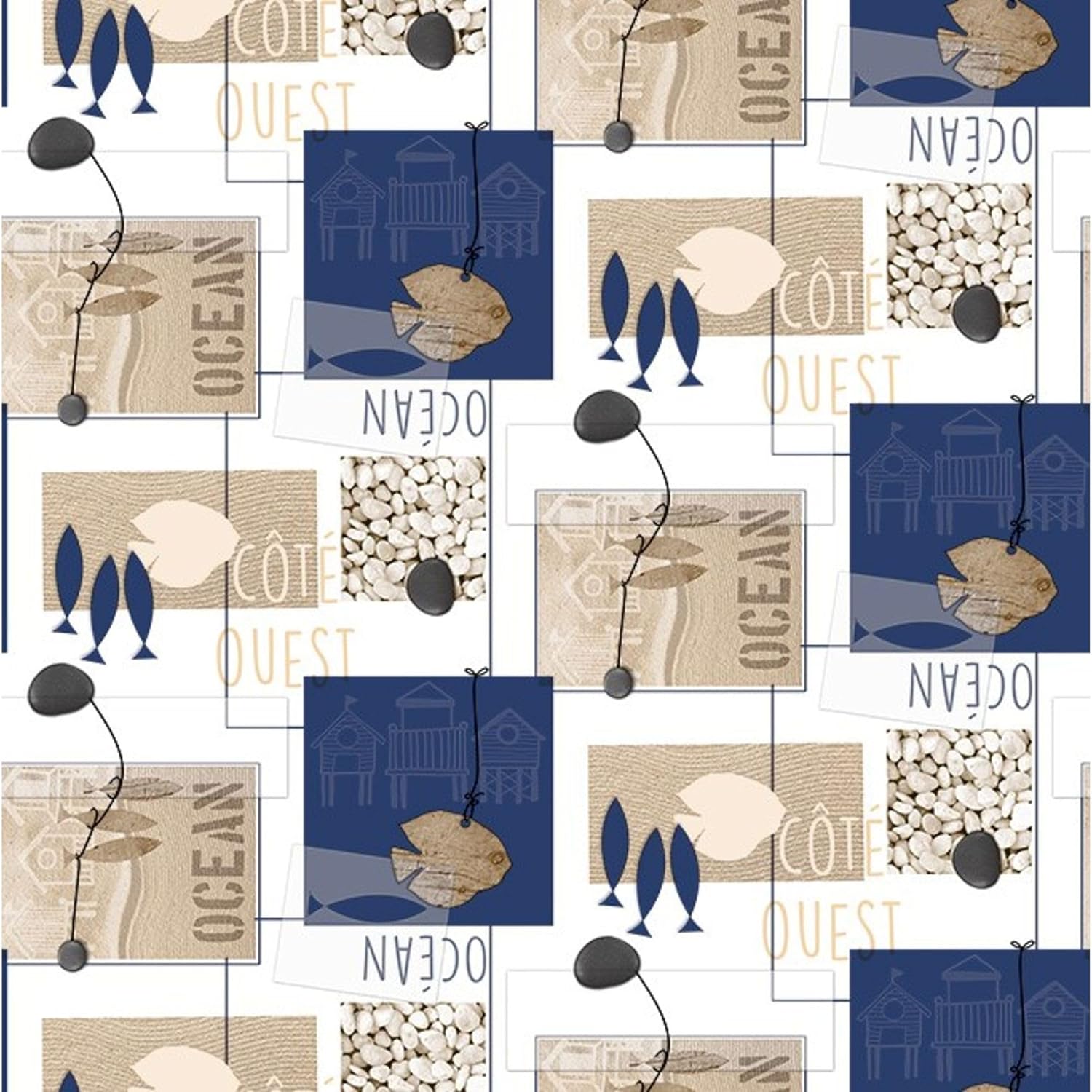 Nappe en toile cirée - rectangulaire 260x140 cm - imperméable, anti-taches, facile d'entretien Ocean Bleu