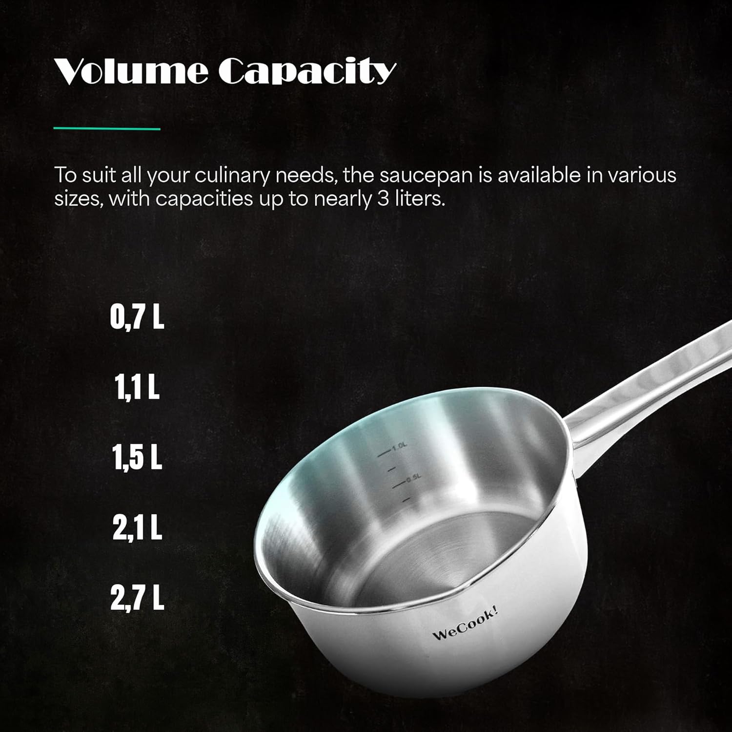 Wecook - casserole inox 18/10, 20 cm, 2,7L, bec verseur, induction