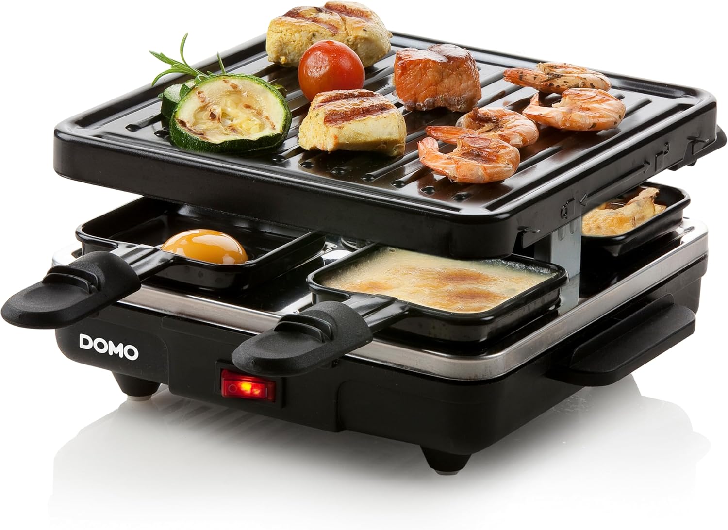 DOMO - Raclette-gril 4 pers, 600W, poêlons antiadhésifs, nettoyage facile - DO9147G