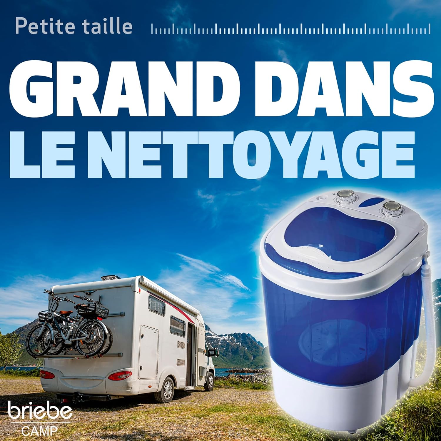 briebe - Mini machine à laver 3kg, portable, faible eau/énergie, WM1111