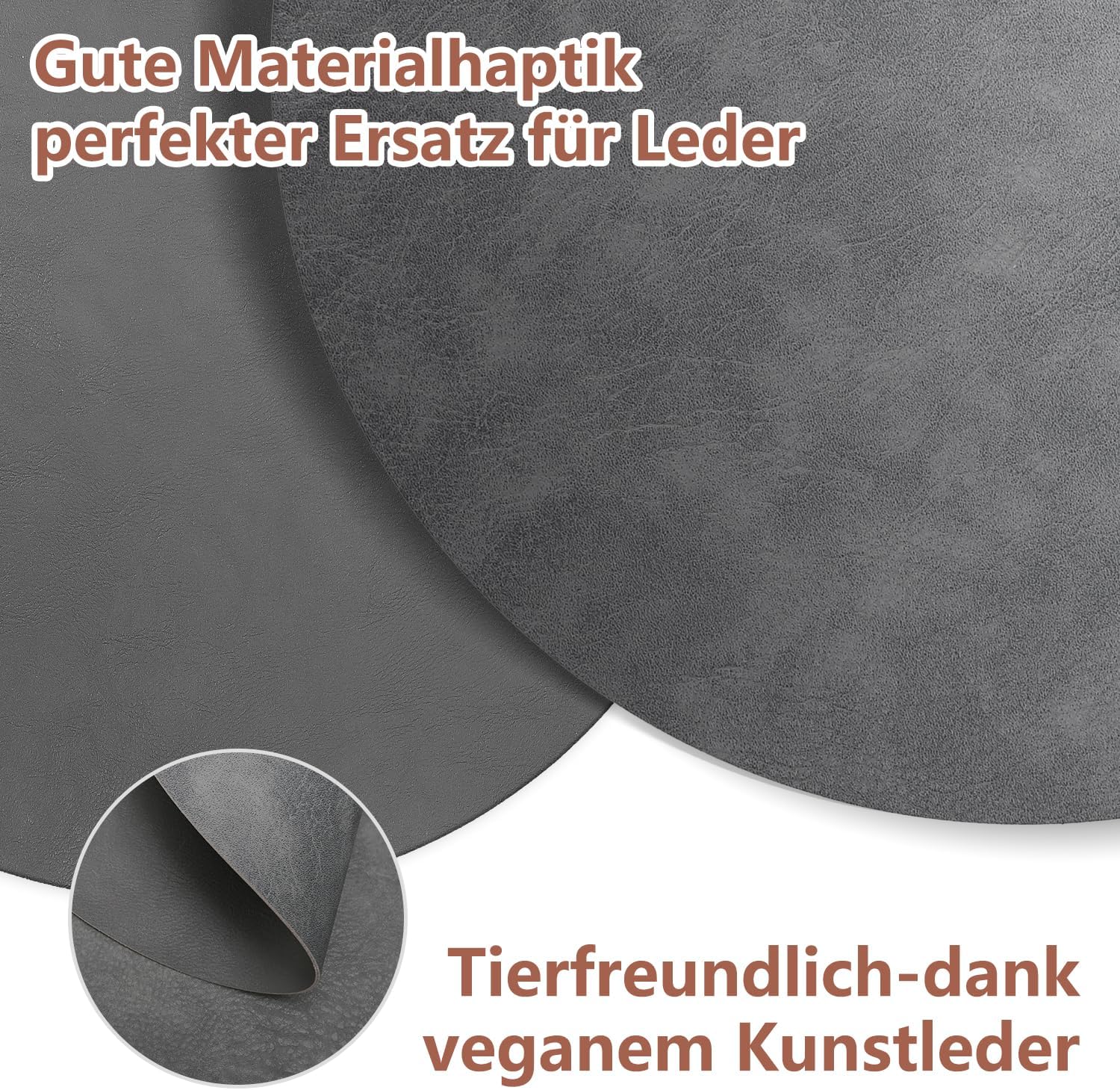 Set de table - lot de 6, cuir PU double face, 36x36cm, lavable et antidérapant