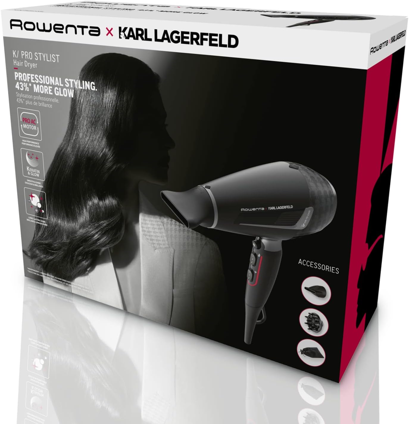 Rowenta - K/Pro Stylist - sèche-cheveux 2200W, moteur Pro AC, ionique, accessoires - CV888LF0